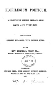 Florilegium Poeticum, Elegiac Extracts From Ovid And Tibullus