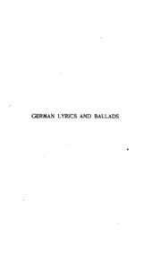 German Lyrics And Ballads, With A Few Epigrammatic Poems