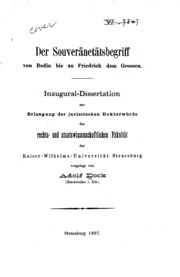 Der souveränetätsbegriff von Bodin bis zu Friedrich dem Grossen