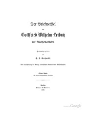 Der Briefwechsel Von Gottfried Wilhelm Leibniz Mit Mathematikern. Erster Band