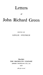 Letters Of John Richard Green;