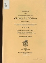 Genealogy Of Descendants Of Claude Le Maitre (delamater): Who Came From ...