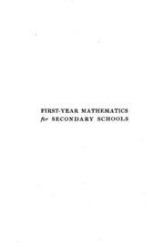 First-year Mathematics For Secondary Schools