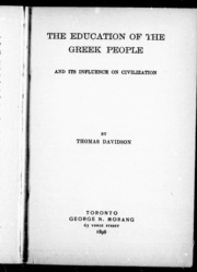 The Education Of The Greek People And Its Influence On Civilization