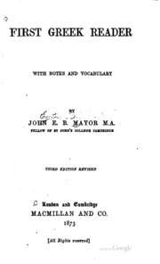 First Greek Reader, With Notes And Vocabulary.