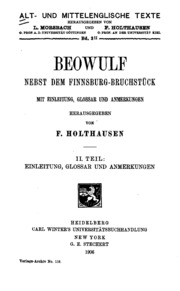 Beowulf, nebst dem Finnsburg-bruchstück