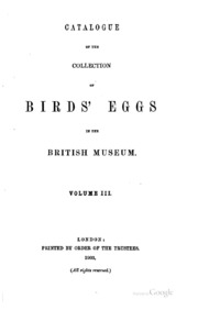 Catalogue Of The Collection Of Birds' Eggs In The British Museum (natural ...