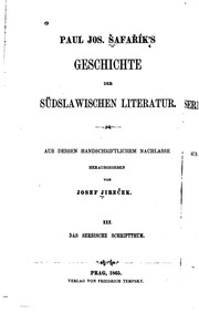 Geschichte der südslawischen Literatur; aus dessen handschriftlichem Nachlasse;