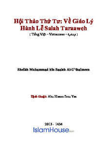 Hội Thảo Thứ Tư: Về Gi aacute o L yacute H agrave nh Lễ Salah Taraaweh