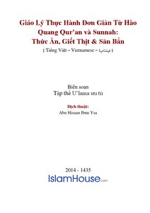 Gi aacute o L yacute Thực H agrave nh Đơn Giản Từ H agrave o Quang Qur rsquo an v agrave Sunnah: Chương 13: Thức Ăn Giết Thịt amp Săn Bắn