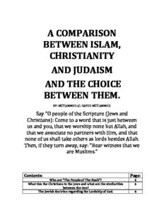A Comparison Between Islam Christianity And Judaism And The Choice Between Them