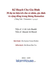 Kế Hoạch Cho Gia Đ igrave nh 30 Dự Aacute n Hữu Iacute ch Cho C aacute Nh acirc n Gia Đ igrave nh amp Cộng Đồng Trong Th aacute ng Ramadan