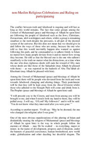 Non Muslim Religious Celebrations And Ruling On Participataing