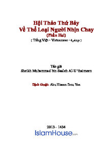 كتاب Hội Thảo Thứ Bảy: Về Thể Loại Người Nhịn Chay pdf