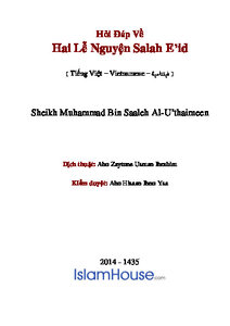 Hỏi Đ aacute p Về Hai Lễ Nguyện Salah E rsquo id