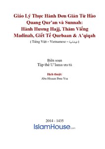 Gi aacute o L yacute Thực H agrave nh Đơn Giản Từ H agrave o Quang Qur rsquo an v agrave Sunnah: Chương 5: H agrave nh Hương Hajj Thăm Viếng Madinah Giết Tế Qurbaan amp A rsquo qiqah