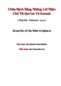 Chữa Bệnh Bằng Những Lời Niệm Ch uacute Từ Qur rsquo an v agrave Sunnah