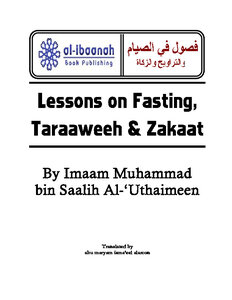 Lessons On Fasting Taraweeh Amp Zakaat