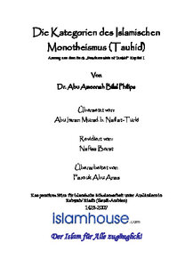 Die Kategorien des Islamischen Monotheismus Tauhid