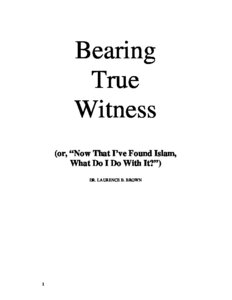 Bearing True Witness: Quot Now That I Found Islam What Do I Do With It Quot