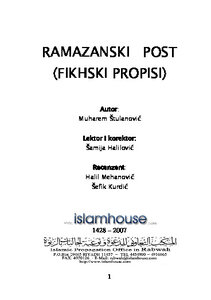 Ramazanski post fikhski propisi