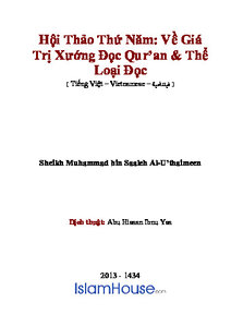 كتاب Hội Thảo Thứ Năm: Về Gi aacute Trị Xướng Đọc Qur rsquo an amp Thể Loại Đọc pdf