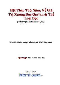 Hội Thảo Thứ Năm: Về Gi aacute Trị Xướng Đọc Qur rsquo an amp Thể Loại Đọc