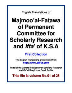 English Translation of Majmoo rsquo al Fatawa by Lajnah of KSA