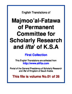 English Translation Of Majmoo Rsquo Al Fatawa By Lajnah Of Ksa