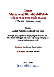 Imam Muhammad Bin Abdul Wahab ndash Tiểu sử v agrave sự tuy ecirc n truyền của ocirc ng