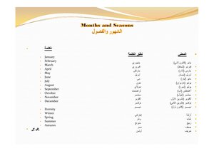 Months - Seasons - Group Numbers - Weather - Day And Time Divisions