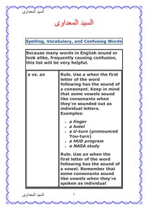 كتاب كلمات متشابة فى النطق ومعانيها Spelling, Vocabulary, and Confusing Words pdf