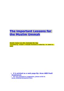 Important Lessons For The Common Nation (english)