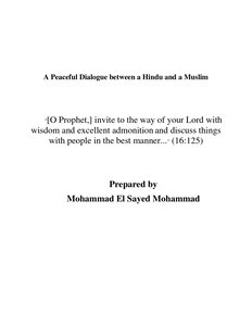 A Peaceful Dialogue Between A Hindu And A Muslim