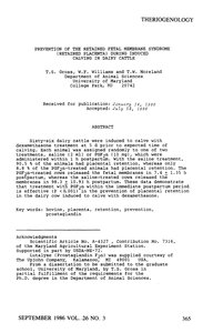 Prevention Of The Retained Fetal Membrane Syndrome (retained Placenta) During Induced Calving In Dairy Cattle
