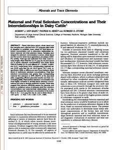 Maternal And Fetal Selenium Concentrations And Their Interrelationships In Dairy Cattle