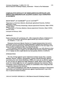 Comparative Efficacy Of Diminazene Diaceturate And Imidocarb Dipropionate Against Babesia Equi Infection In Donkeys