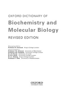 Oxford Dictionary Of Biochemistry And Molecular Biology