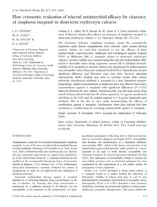 Flow Cytometric Evaluation Of Selected Antimicrobial Efficacy For Clearance Of Anaplasma Marginale In Short-term Erythrocyte Cultures