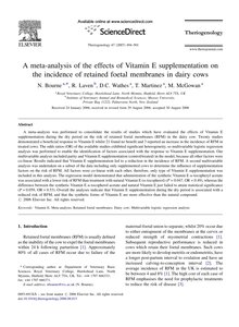 كتاب A meta-analysis of the effects of Vitamin E supplementation on the incidence of retained foetal membranes in dairy cows pdf