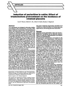 Induction Of Parturition In Cattle Effect Of Triamcinolone Pretreatment On The Incidence Of Retained Placenta