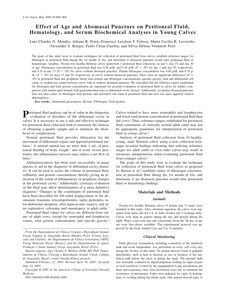 Effect Of Age And Abomasal Puncture On Peritoneal Fluid, Hematology, And Serum Biochemical Analyses In Young Calves (p 899-904)