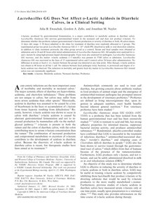 Lactobacillus Gg Does Not Affect D-lactic Acidosis In Diarrheic
