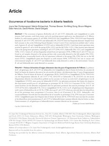 Occurrence Of Foodborne Bacteria In Alberta Feedlots