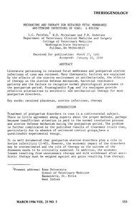 Mechanisms And Therapy For Retained Fetal Membranes And Uterine Infections Of Cows A Review