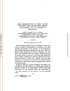 Some Observations On Beef Cattle Affected With Generalized Edema