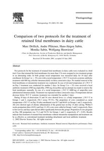 Comparison Of Two Protocols For The Treatment Of Retained Fetal Membranes In Dairy Cattle