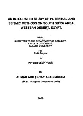 دراسة متكاملة للطرق المحتملة والزلزالية على منطقة جنوب سترا ، الصحراء الغربية ، مصر.  ارض الكتب