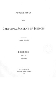 وقائع أكاديمية كاليفورنيا للعلوم ، السلسلة 3 ، المجلد 4 (علم الحيوان)  