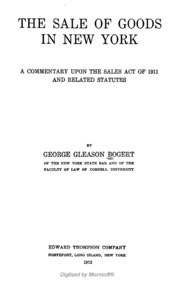 بيع البضائع في نيويورك: تعليق على قانون المبيعات لعام 1911 والقوانين ذات الصلة  